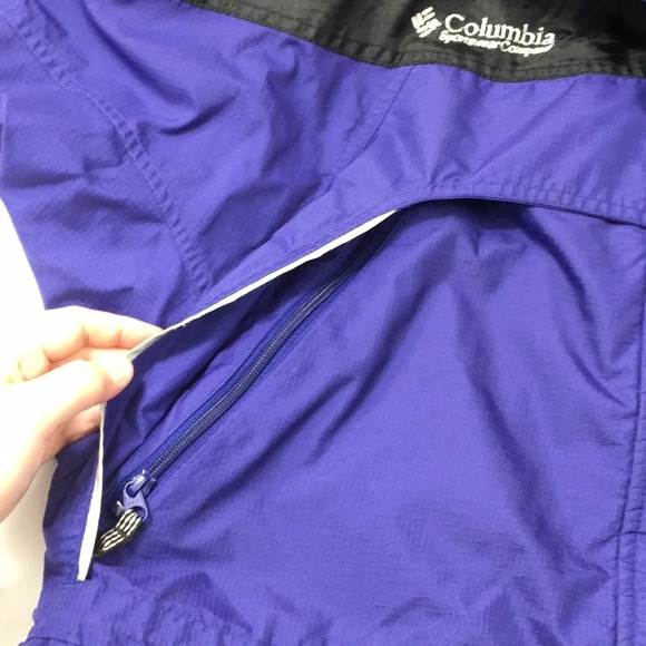 Columbia Premier Outdoor Purple Green Zip Up Snap Hooded Jacket Womens‎ Medium - Picture 9 of 14